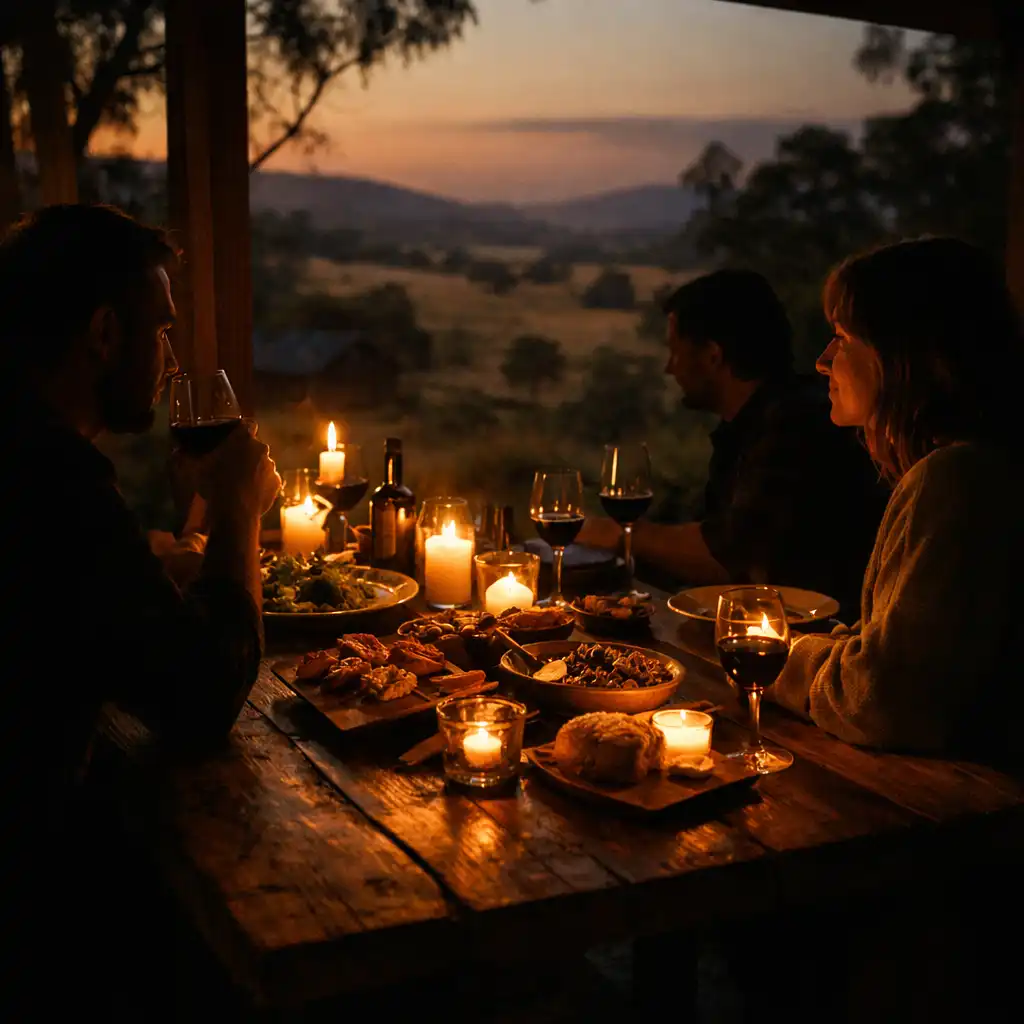 Evening private dining with candlelight and relaxed atmosphere